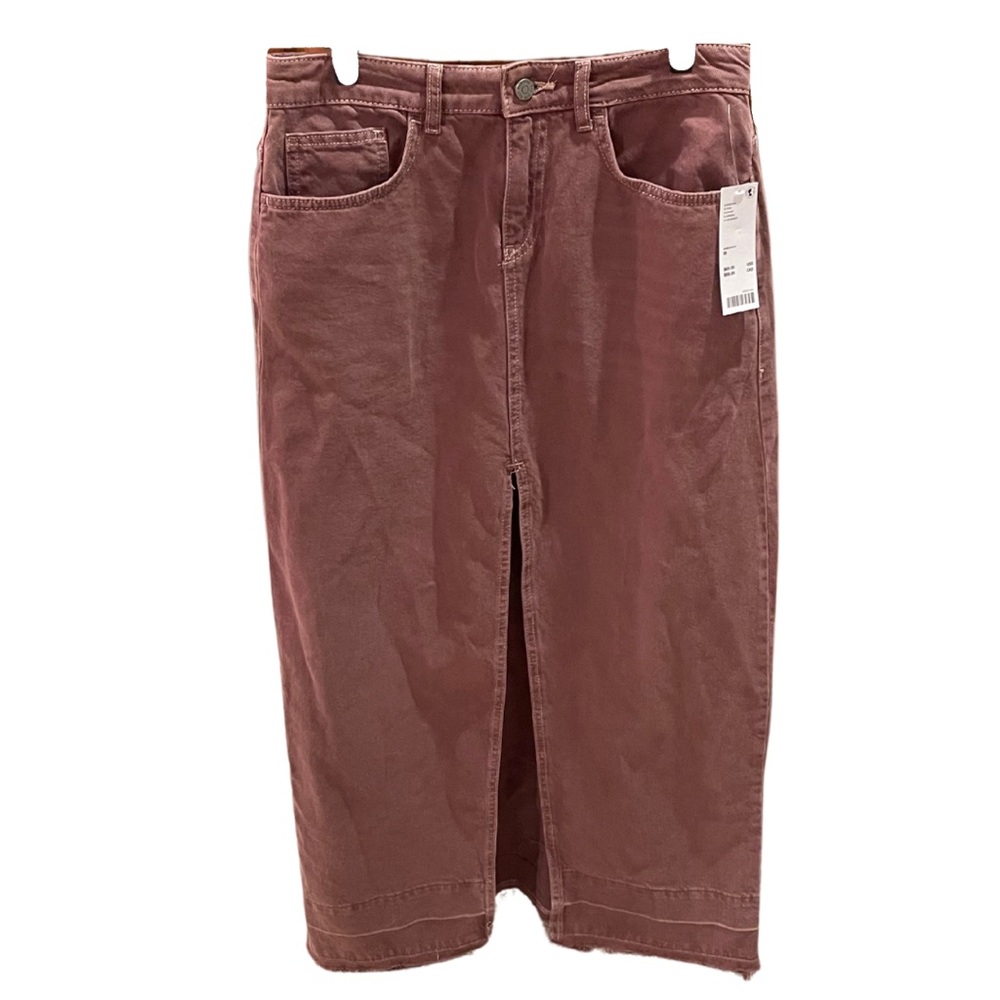 Brand new BDG long maroon denim skirt with middle slit